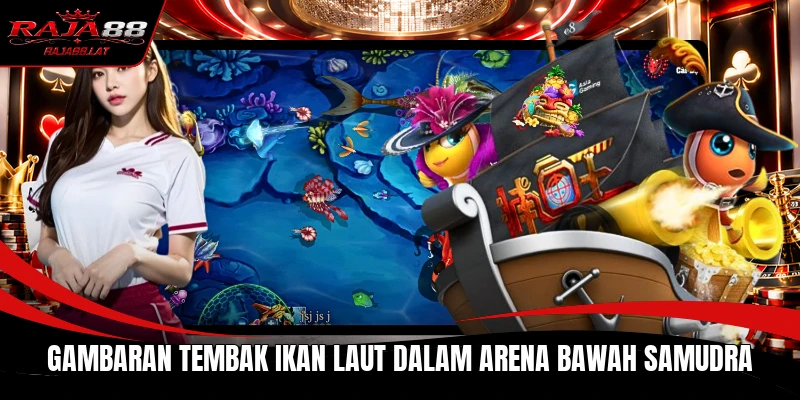 Gambaran tembak ikan laut dalam arena bawah samudra